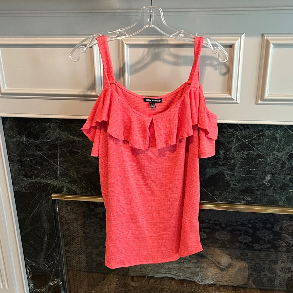 Cable & Gauge Coral Ruffle Tank Top